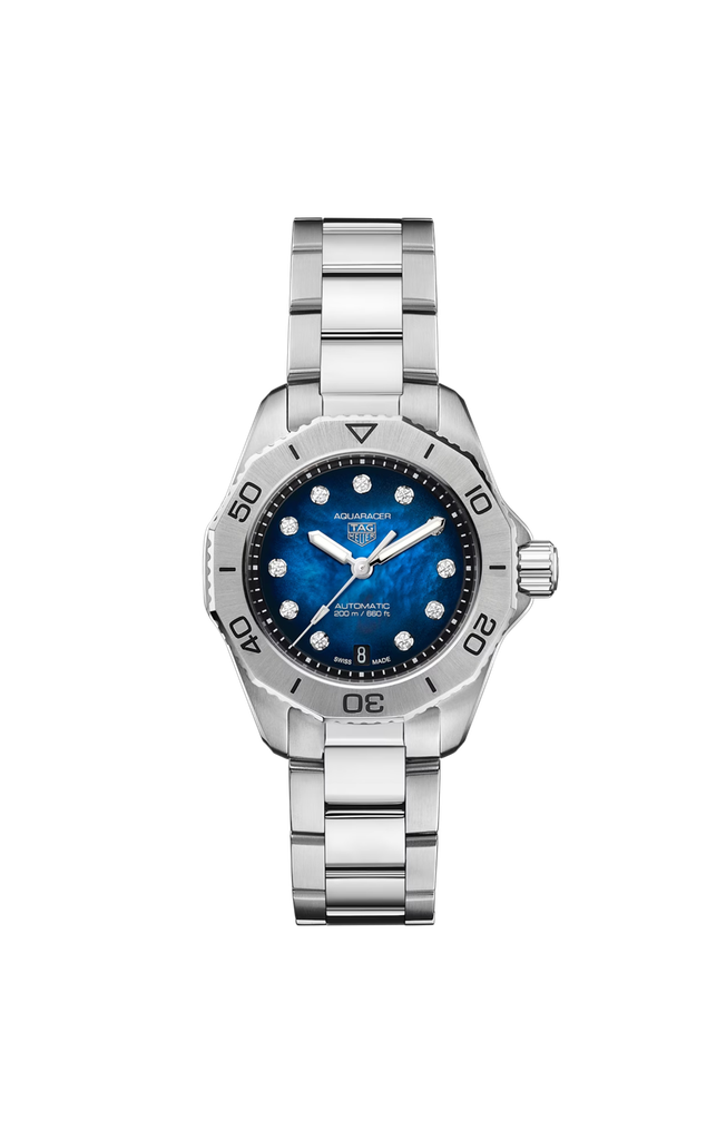 Aquaracer Professional 200 Date Blue Dial with Diamonds