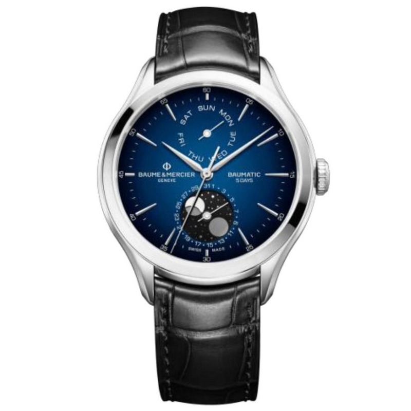 Clifton Baumatic 42 MM Steel & Leather Black Dial