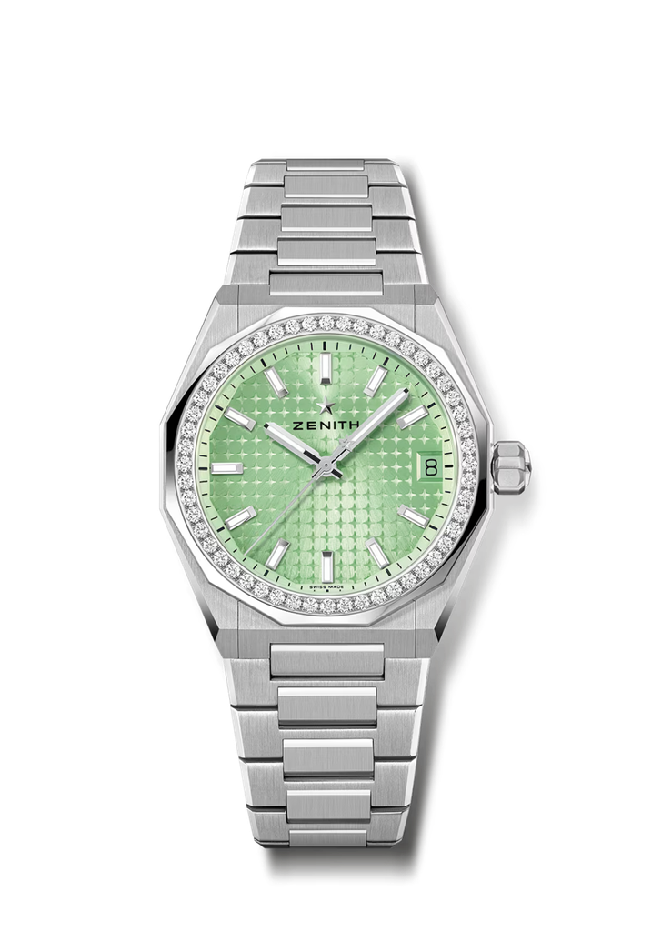 Defy Skyline 36 mm steel and diamonds green dial