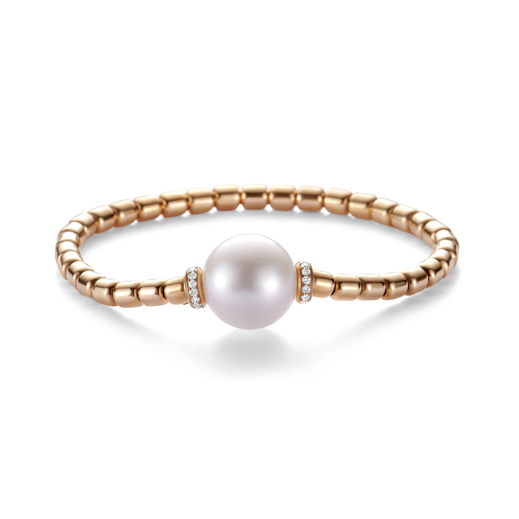 bracelet pink gold with diamonds and pearl