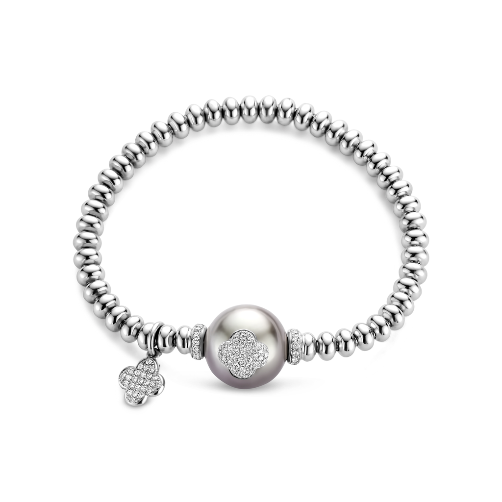 bracelet white gold set with diamonds and one south sea pearl
