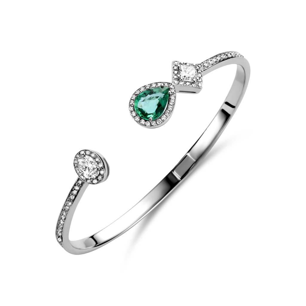 Bangle with emerald and diamonds