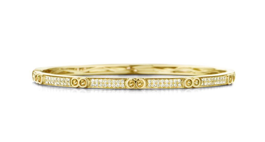 bracelet twin yellow gold set with diamonds
