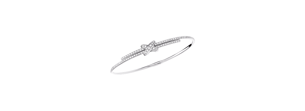 Bracelet Liens Set with Diamonds White Gold