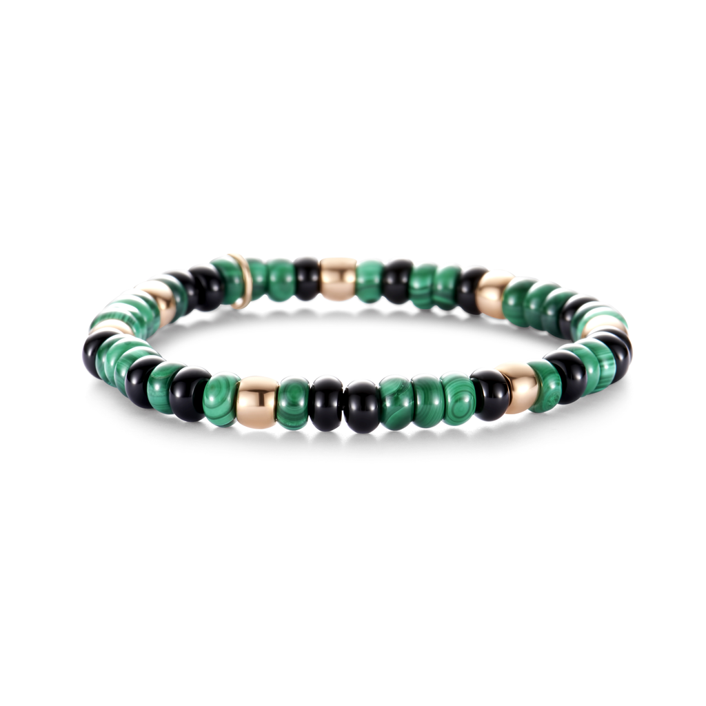 Bracelet with Malachite, Onyx and Gold