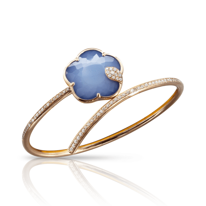 Joli Bracelet in Pink Gold with Blue Moon (White Agate and Lapis Lazuli Doublet), White and Champagne Diamonds
