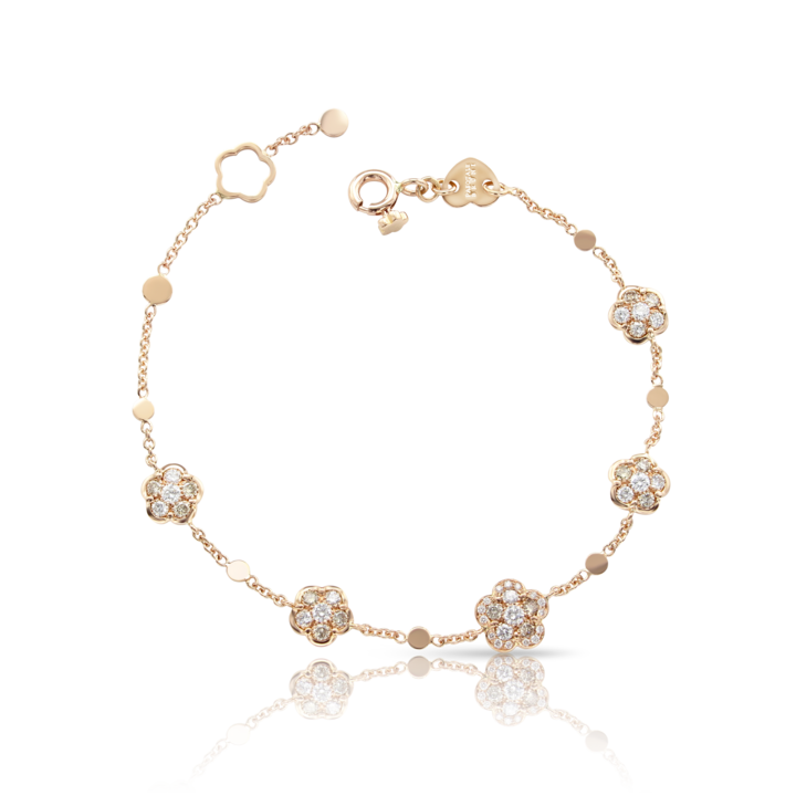 Figlia dei Fiori Bracelet in Pink Gold with White and Champagne Diamonds