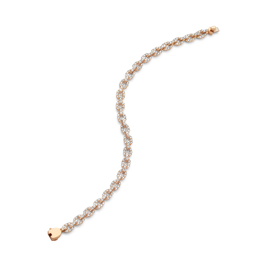 Chain Bracelet in Red Gold full set with Brilliants