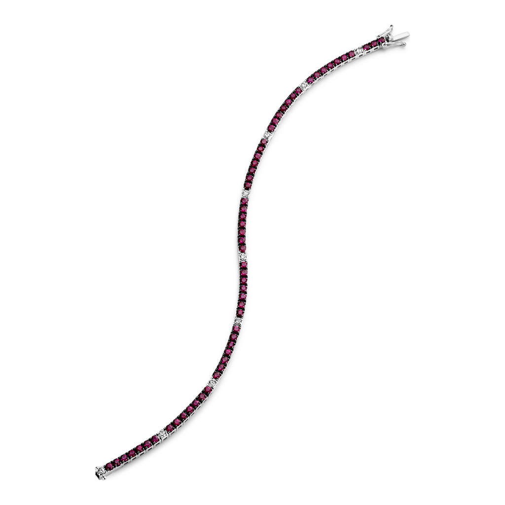 Tennis bracelet with rubies and diamonds