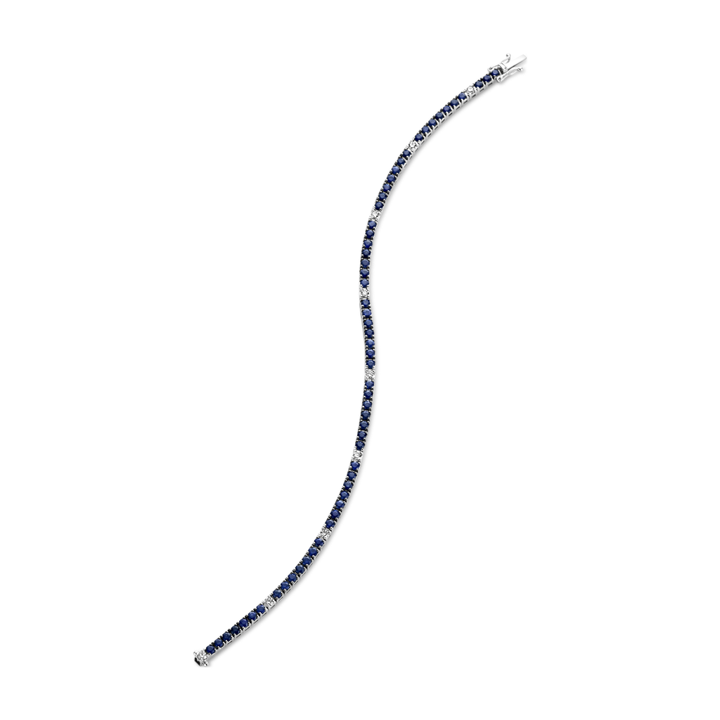 Tennis bracelet with sapphires and diamonds
