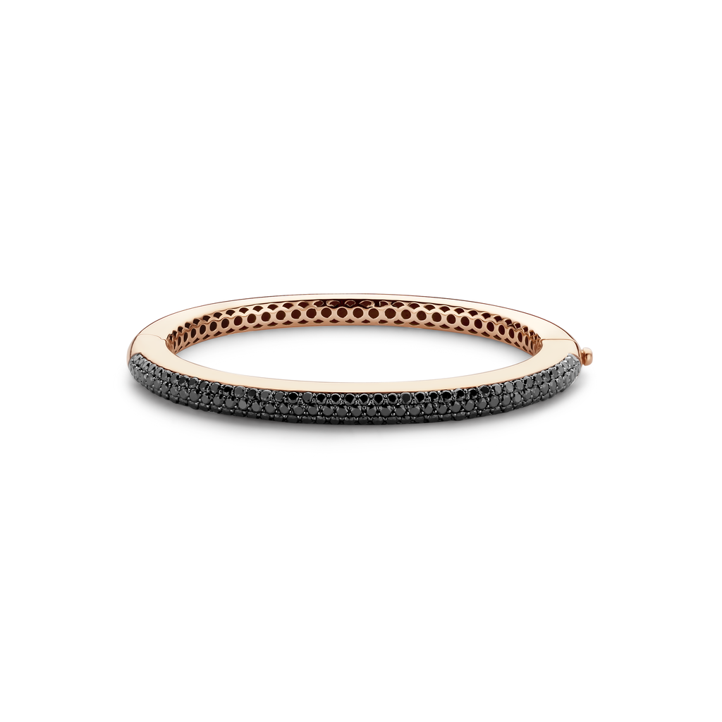 Bracelet Pink Gold set with Black Diamonds