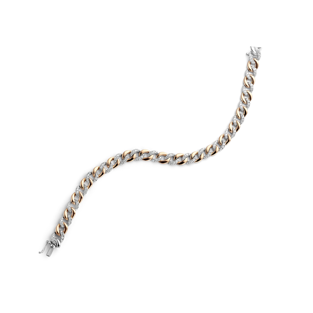White and rose gold bracelet with diamonds