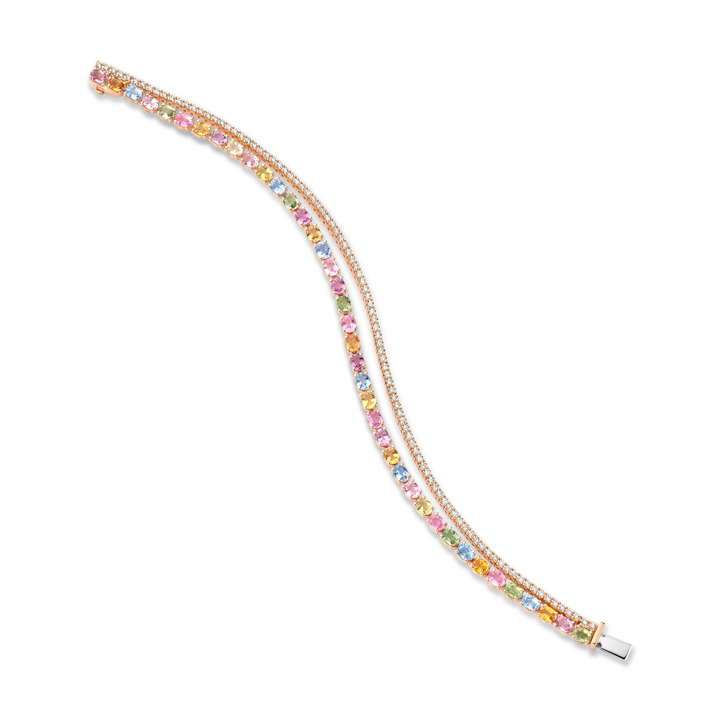 Multicolor Sapphire Bracelet with Diamonds