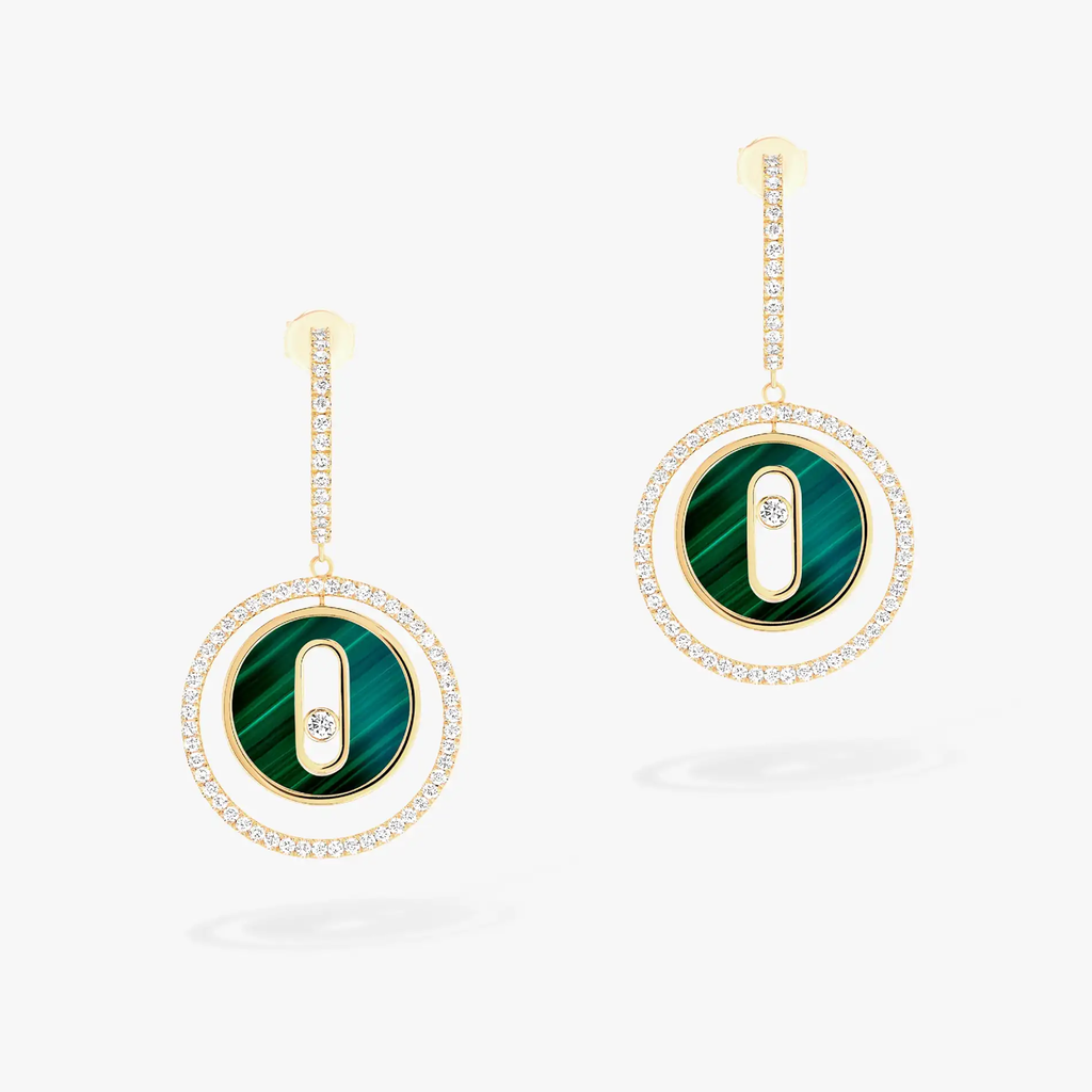 Lucky Move Small Hoops with Malachite