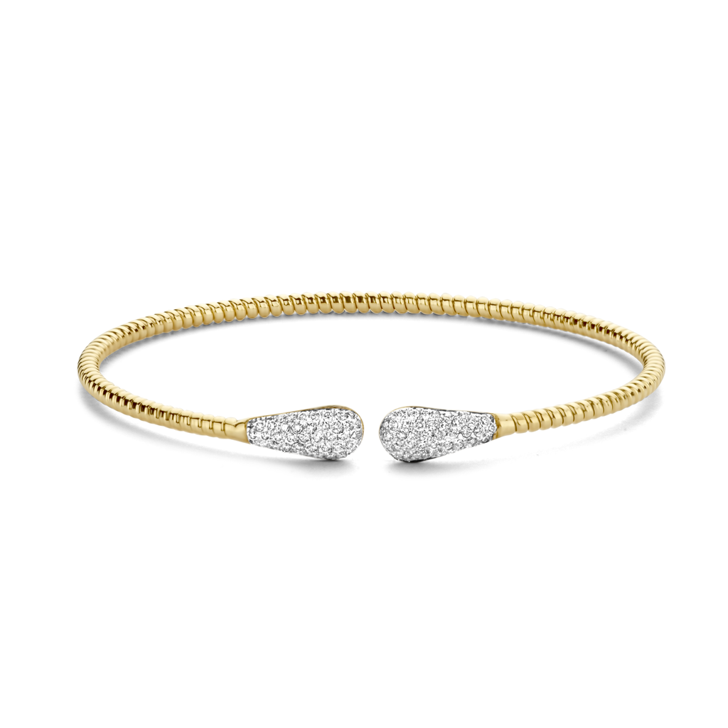 Yellow gold bangle with diamonds