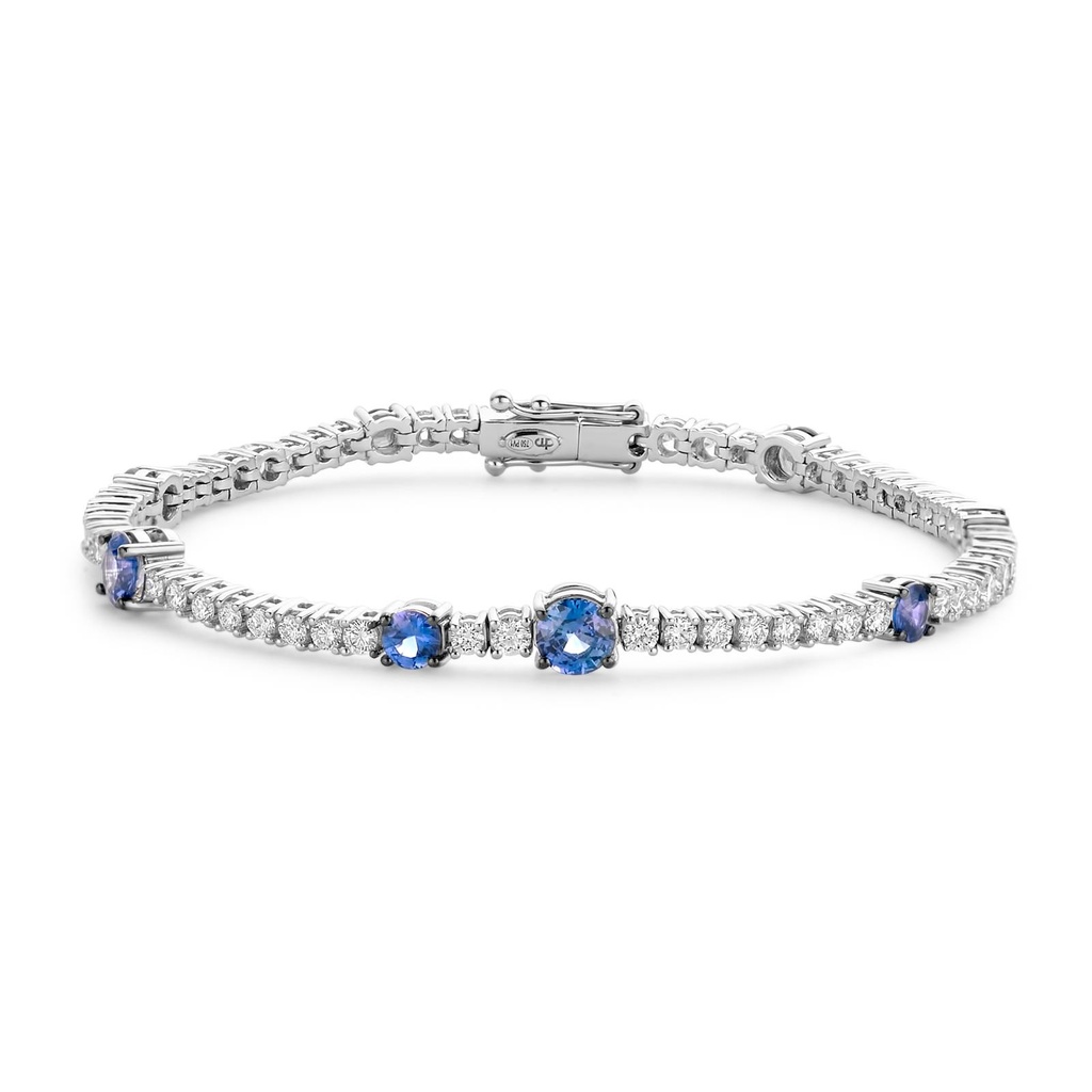 White Gold Bracelet set with Blue Sapphire and Diamonds