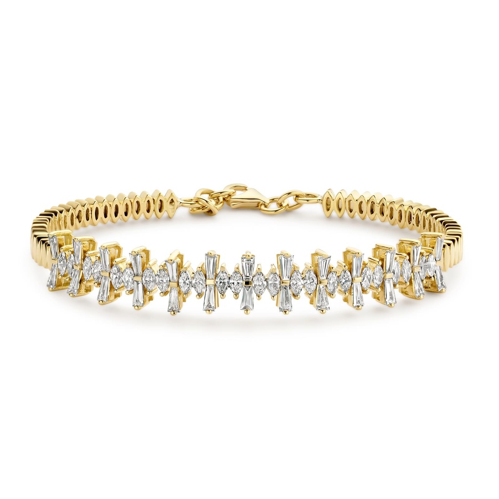 Yellow gold bracelet with diamonds