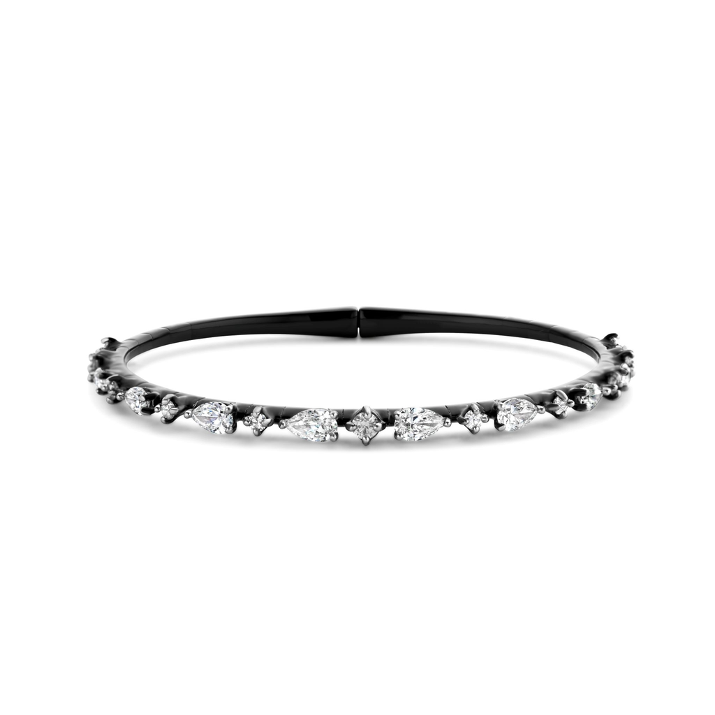 Black gold bangle with diamonds