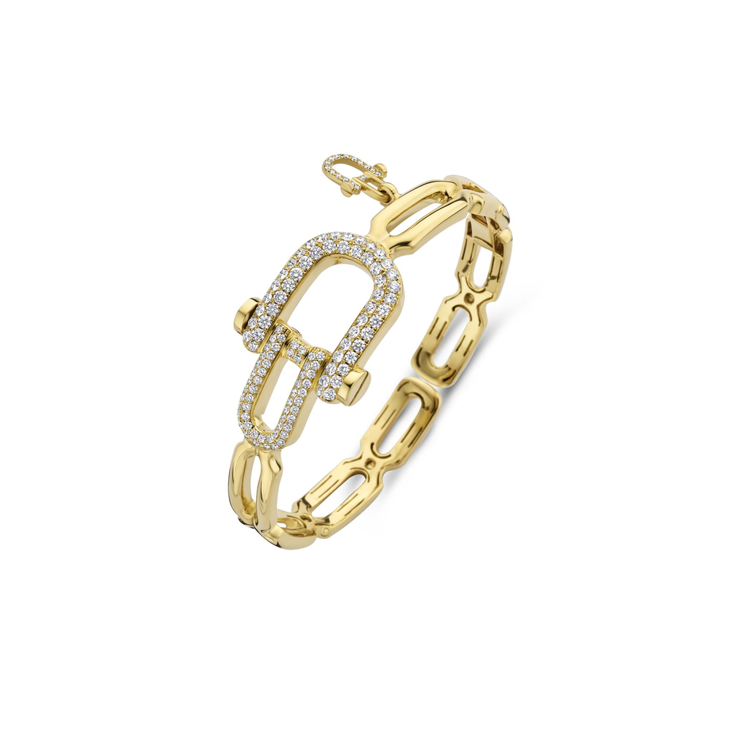 Yellow gold bangle with diamonds