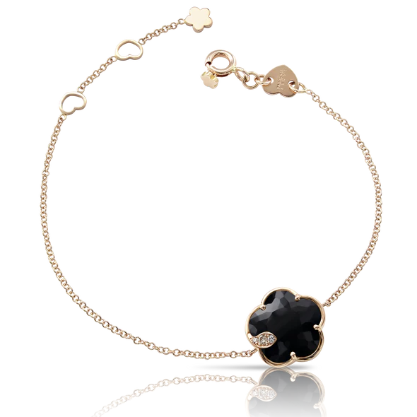 Petit Joli Bracelet in Pink Gold with Onyx, White and Champagne Diamonds