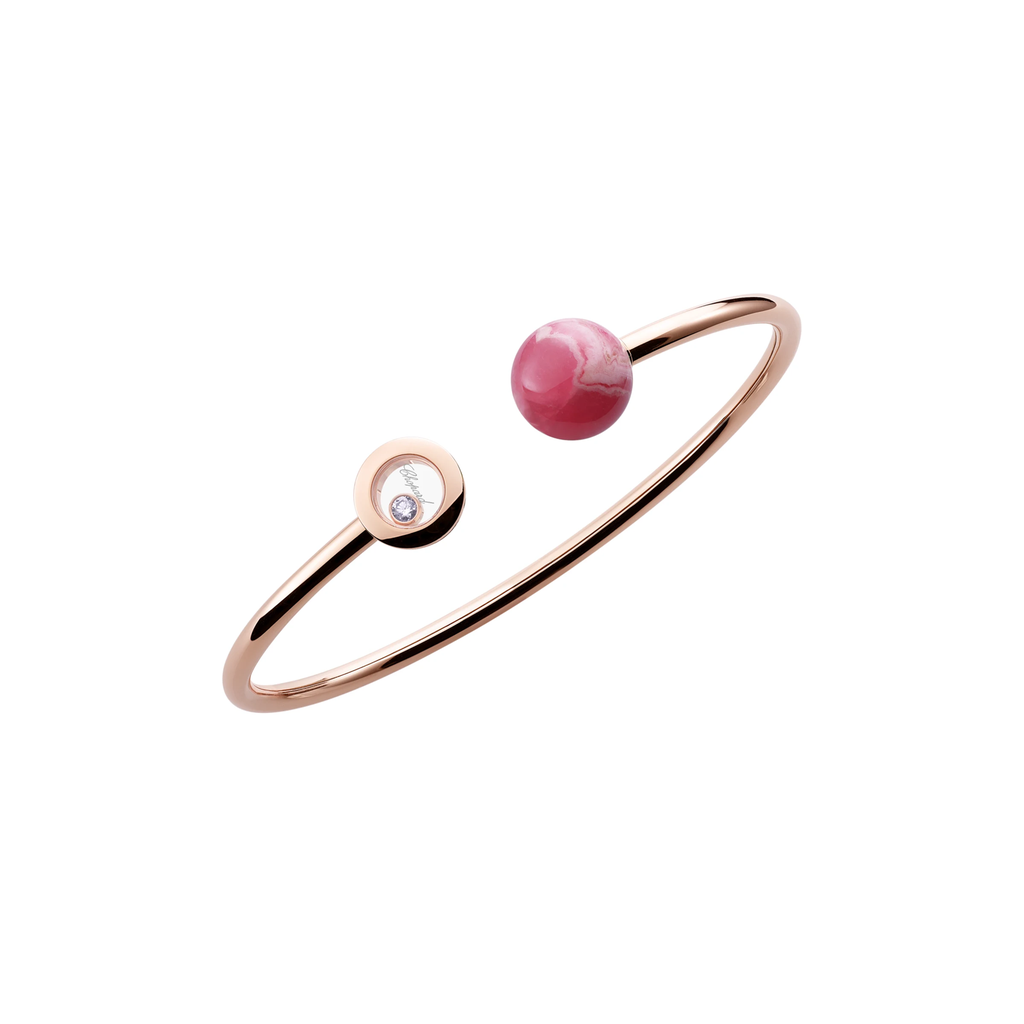 Happy Diamonds Planet Bangle in Pink Gold with Rhodochrosite and Diamond