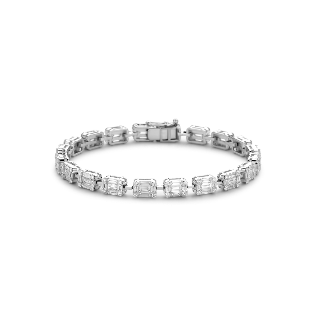 Illusion tennis bracelet in White Gold