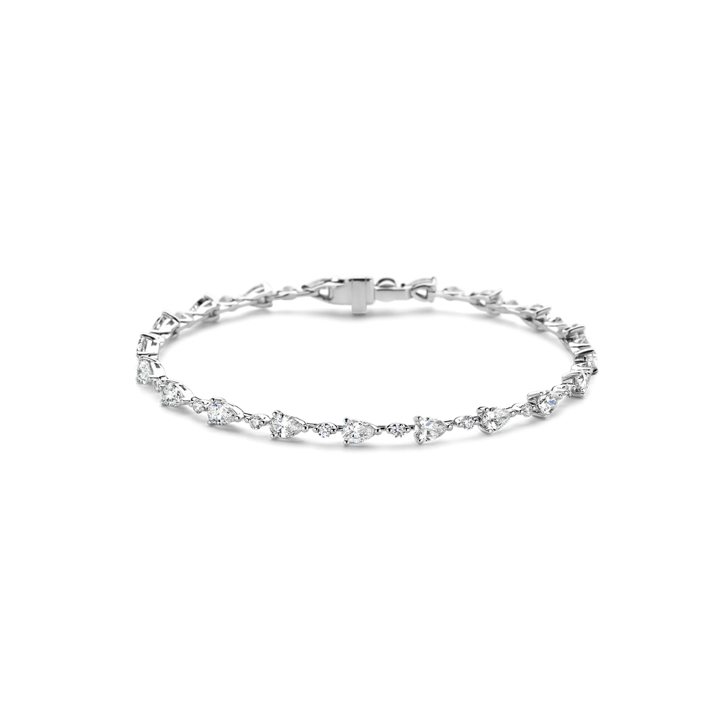 Tennis Bracelet with Pear and Round-Cut Diamonds