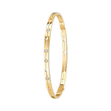 Pulse Bangle Bracelet Small in yellow gold with diamonds