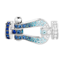 Large model 18K white gold diamond paved and colored stones