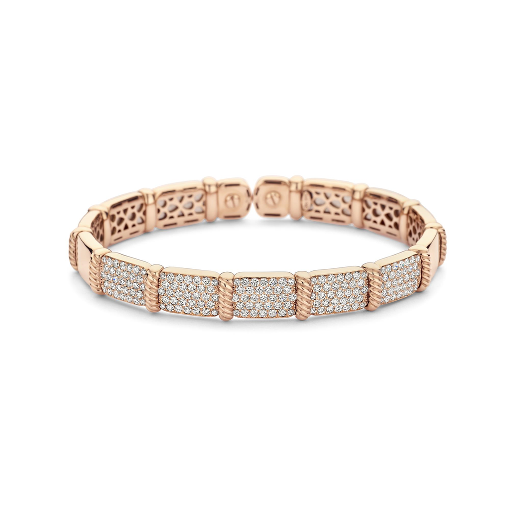 Pink gold bangle with diamonds