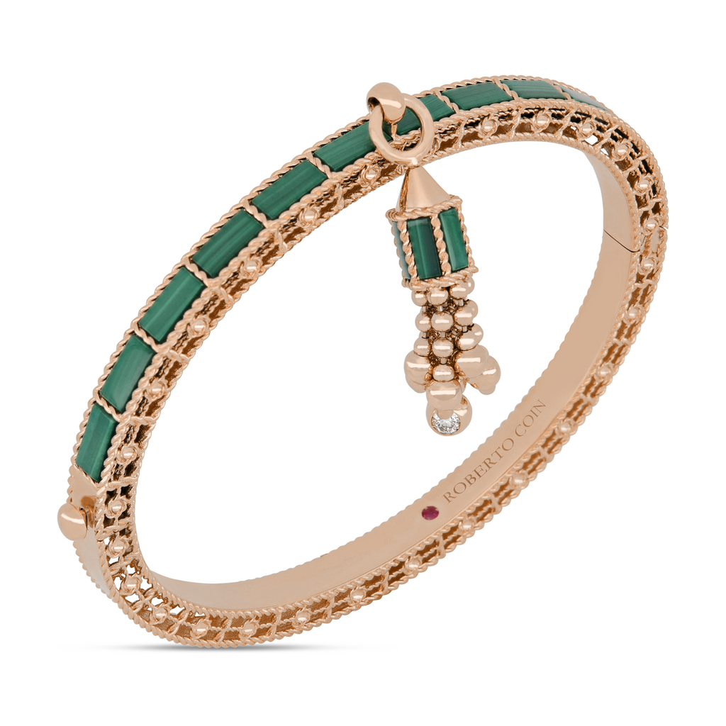 Art Deco bangle with malachite and diamonds
