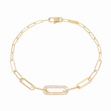 Maillon Small Bracelet in Yellow Gold with Diamonds