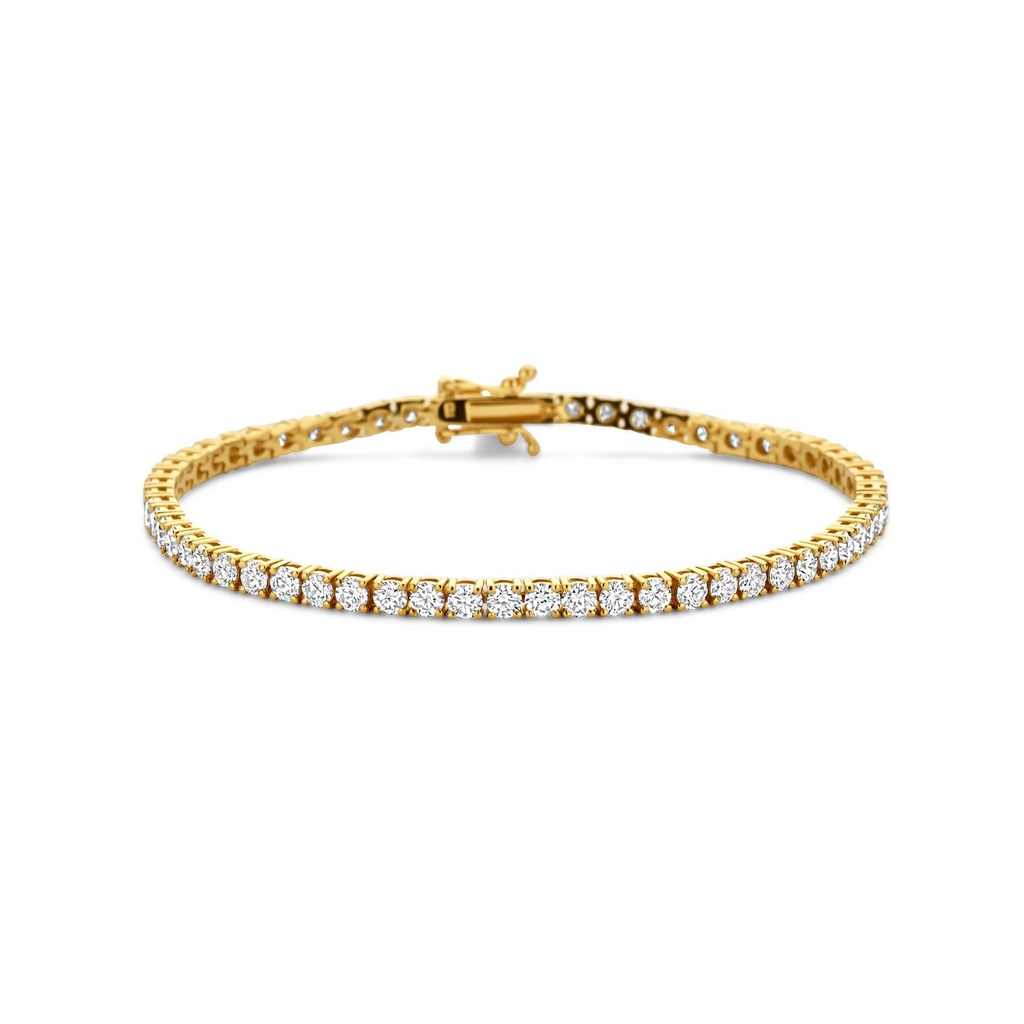 Yellow gold tennis bracelet with diamonds