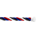Blue, white, red and black Emblem cable