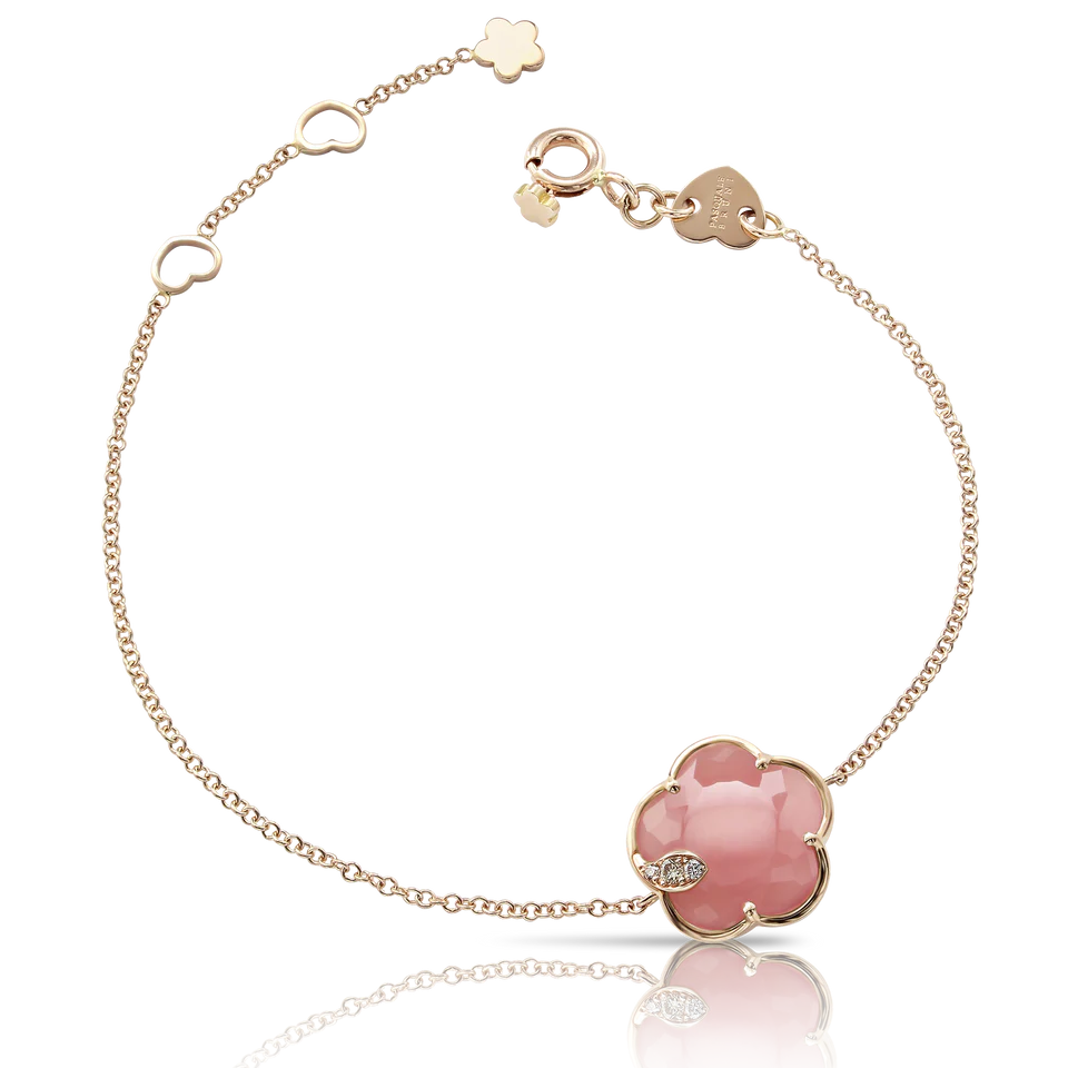 Petit Joli Bracelet Bracelet in Pink Gold with Pink Chalcedony and Diamonds.