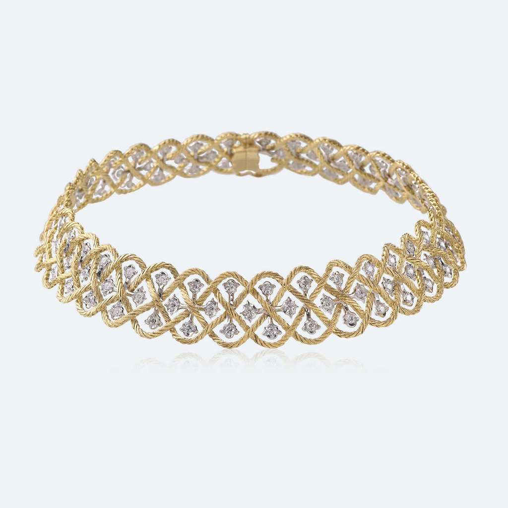 Necklace Etoilée in Yellow and White Gold with Diamonds