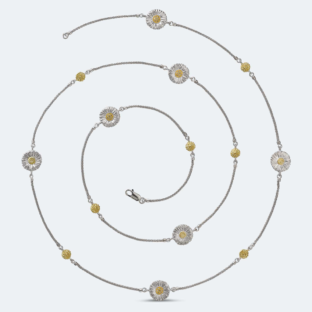 sautoire blossoms silver yellow gold and diamonds