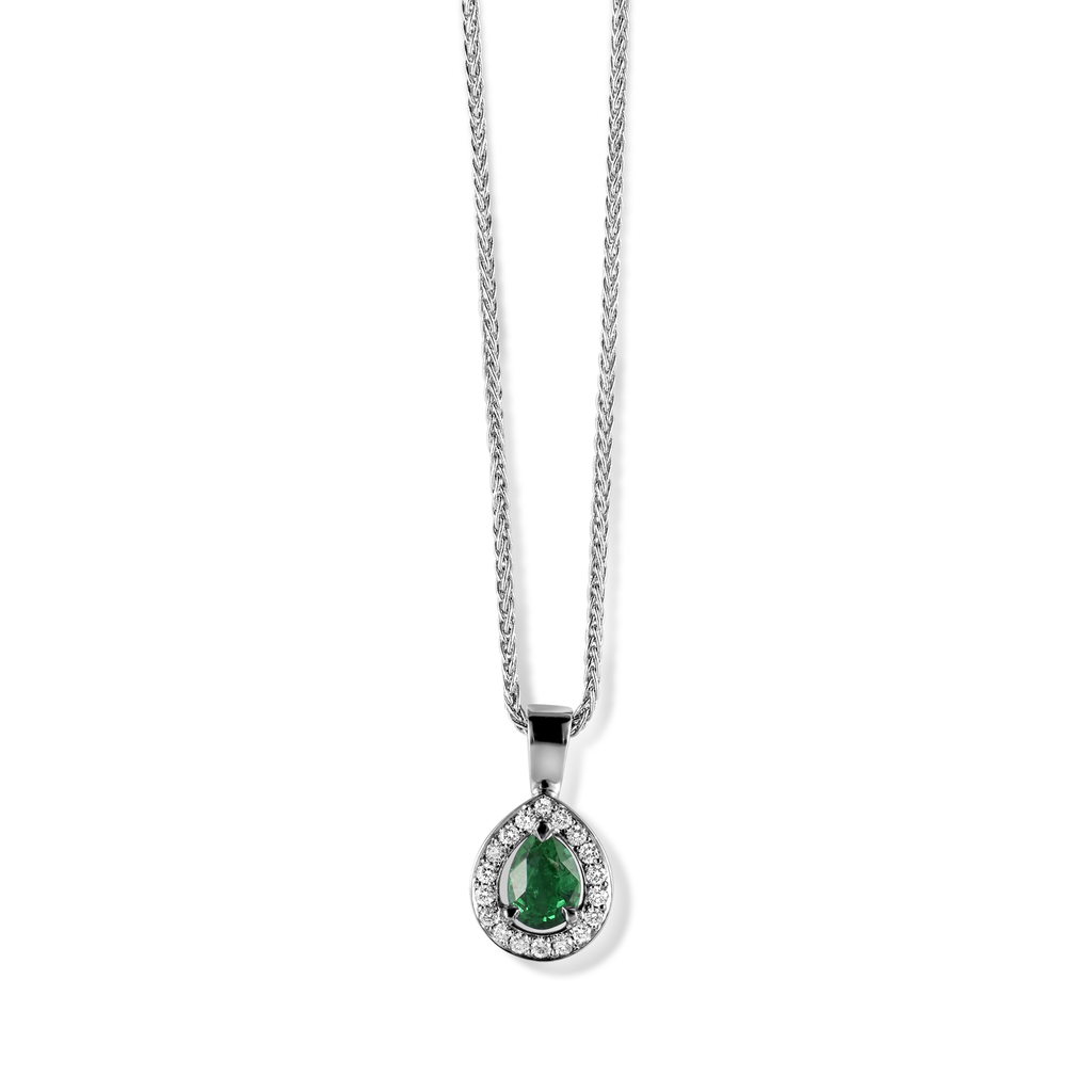 Pendant with diamonds and emerald