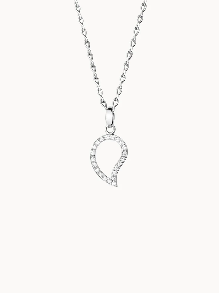 SIGNATURE Pendant Small in White Gold with Diamond Pavé