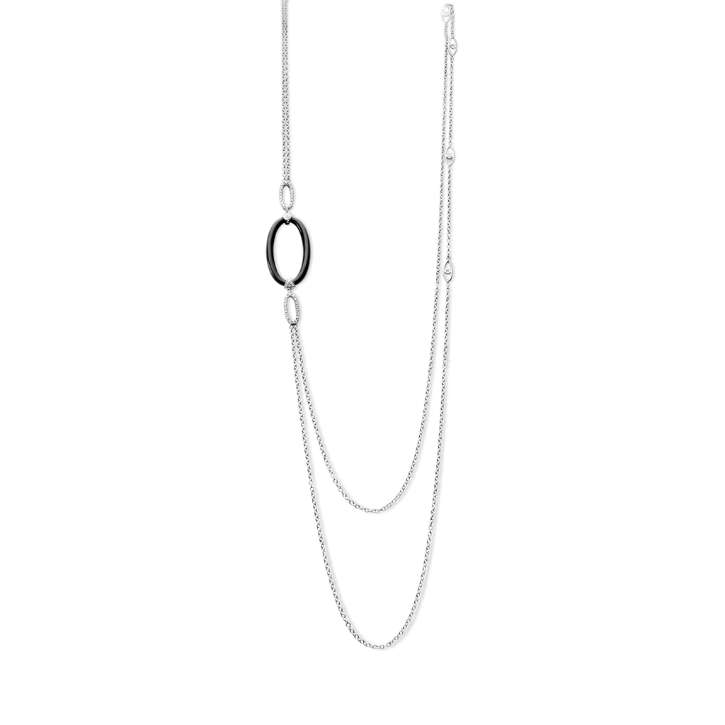 Sautoir with diamonds and onyx