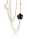Ton Joli Sautoir in Pink Gold with White Agate and Mother of Pearl doublet, Onyx, White and Champagne Diamonds