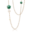 Ton Joli Sautoir in Pink Gold with White and Green Agate, White and Champagne Diamonds