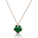 Petit Joli Necklace in Pink Gold with Green Agate & Diamonds