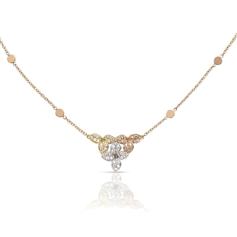 Tricolor Ama Pendant Necklace with White and Champagne Diamonds
