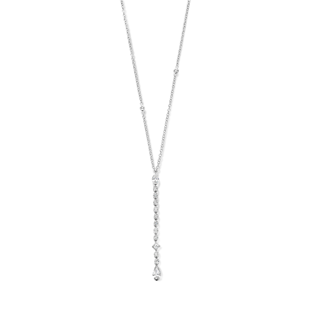 Necklace in White Gold with Multi-shape Diamond Pendant