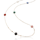 Pink gold Petit Joli sautoir with green and white agate, onyx, blue moon (white agate and lapis lazuli doublet), pink chalcedony, carnelian and D