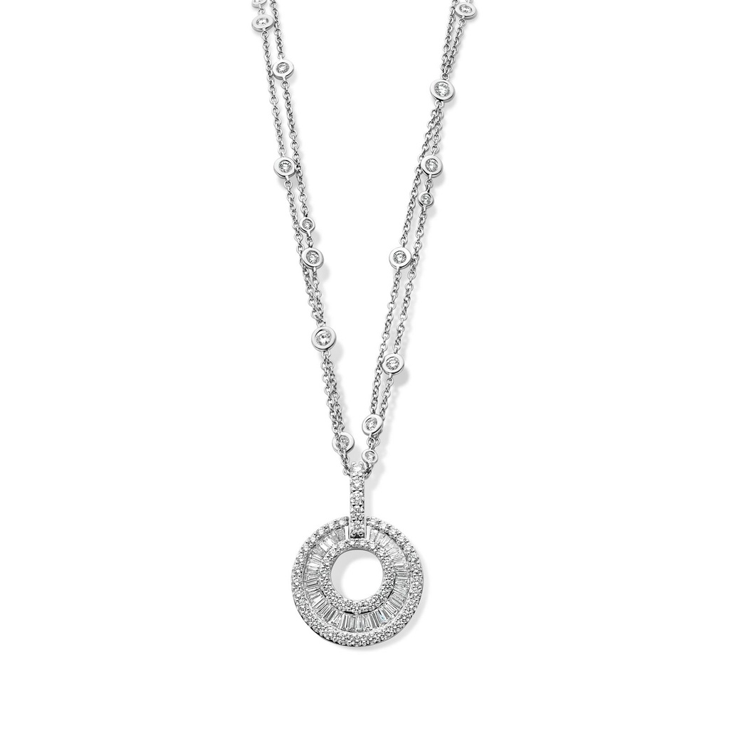 White Gold Pendant set with diamonds in Brilliant and baguette cut