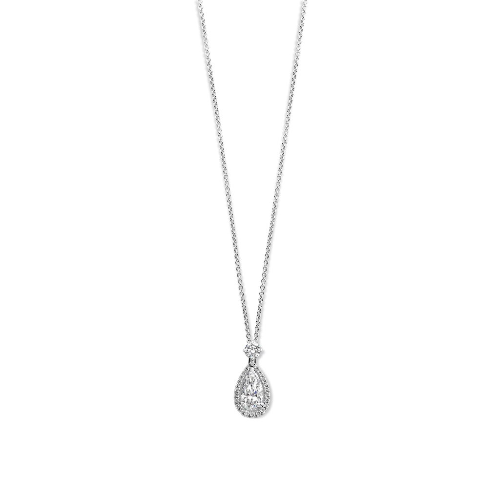 Whitegold pendant with brilliant & pear