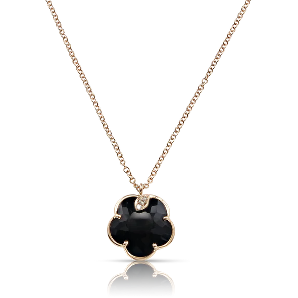 Petit Joli Necklace in Pink Gold with Onyx, White and Champagne Diamonds