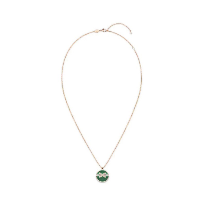 Jeux de Lien Harmony Pendant in Pink Gold with Malachite and Diamonds